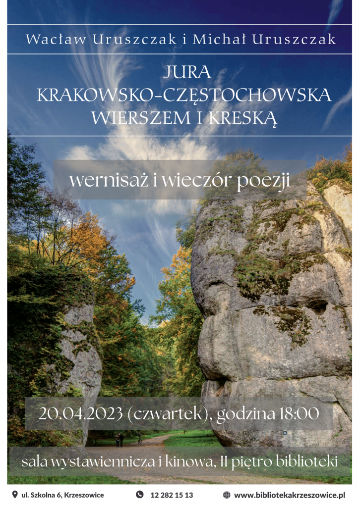 grafika przedstawia plakat spotkania Jura Krakowsko-Częstochowska wierszem i kreską