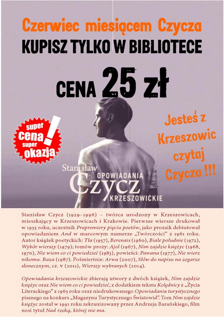 zdjęcie przedstawia grafikę zachęcającą do zakupu i lektury "Opowiadań krzeszowickich" Stanisława Czycza
