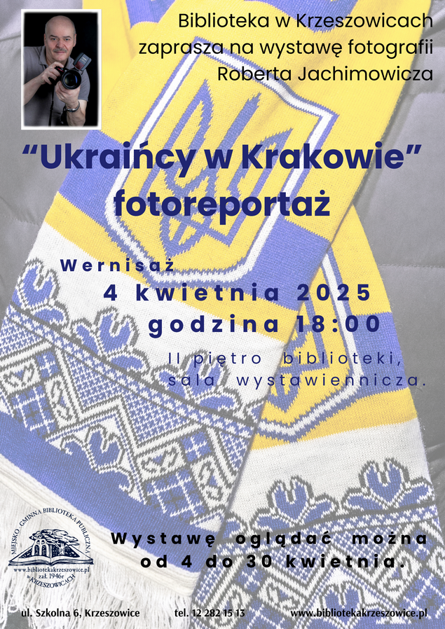 grafika przedstawia plakat wernisażu i wystawy fotografii Roberta Jachimowicza