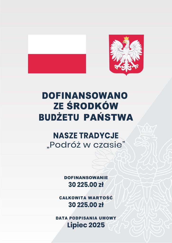 grafika przedstawia plakat informujący o dofinansowaniu biblioteki
