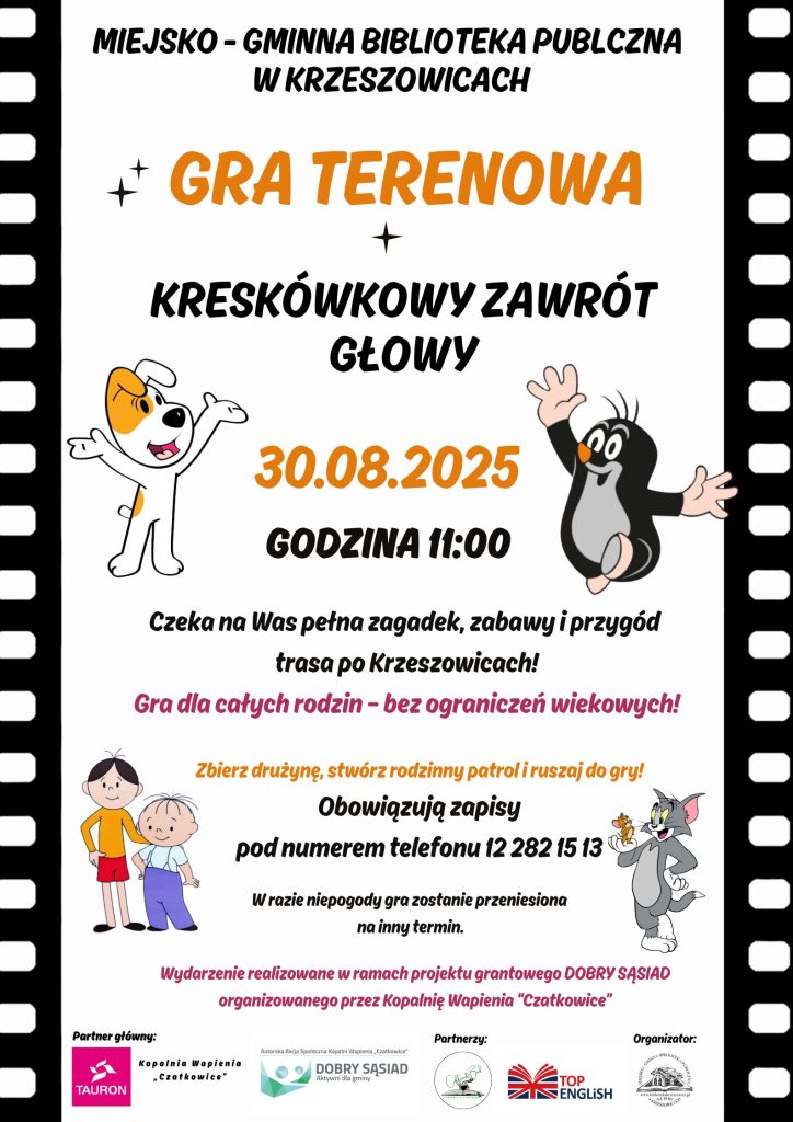 grafika przedstawia plakat bibliotecznej gry terenowej