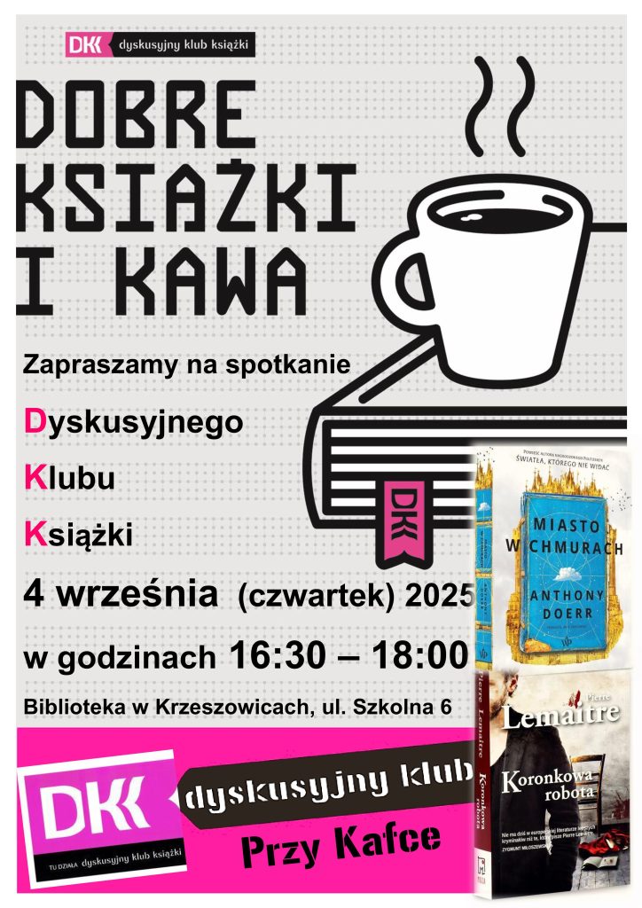 grafika przedstawia plakat wrześniowego spotkania Dyskusyjnego Klubu Książki