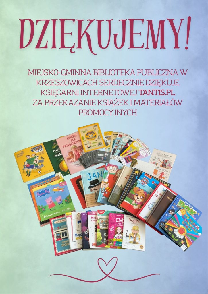 grafika przedstawia podziękowanie dla księgarni internetowej tantis.pl