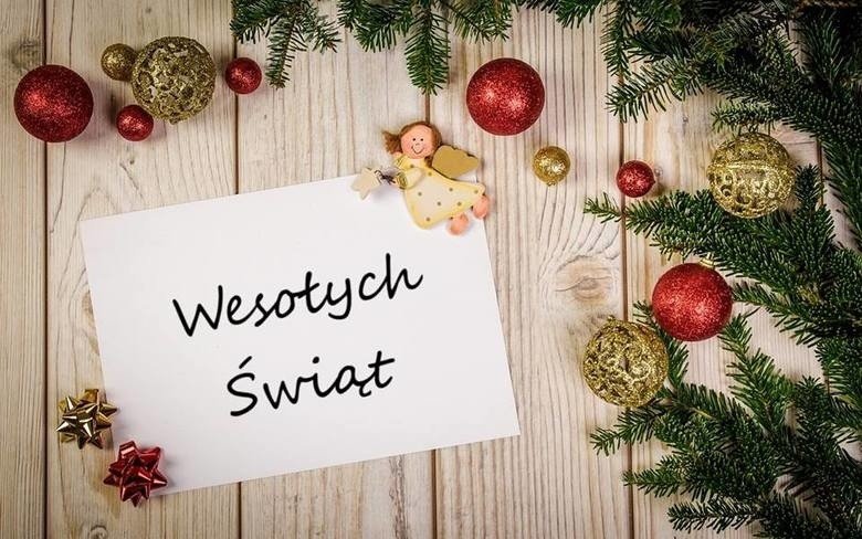 grafika przedstawia kartkę z życzeniami Wesołych Świąt